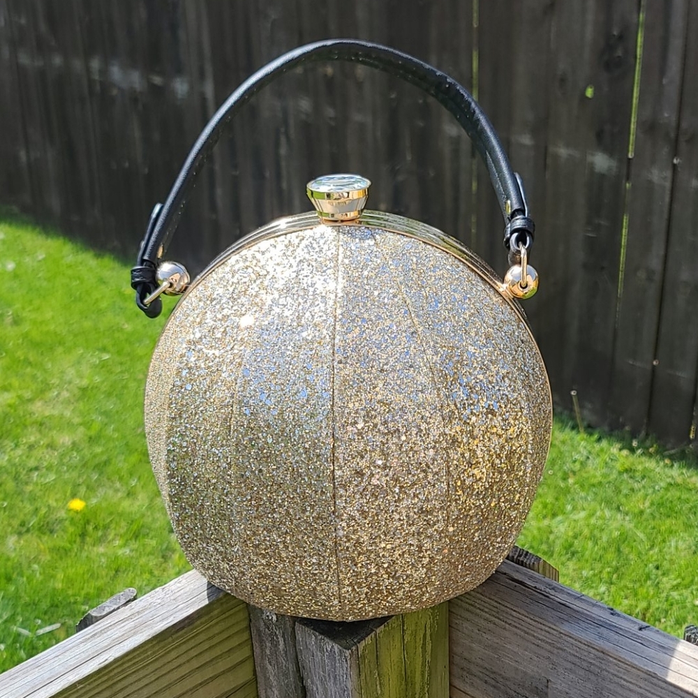 Pom Ball Gold Glitter Purse